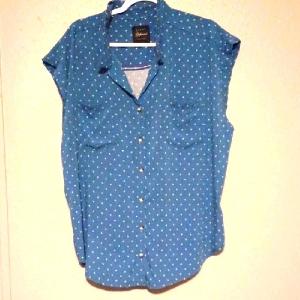 Zachs GirlFriend NewYork Blue Cottage Core Button Up Summer Top XXL